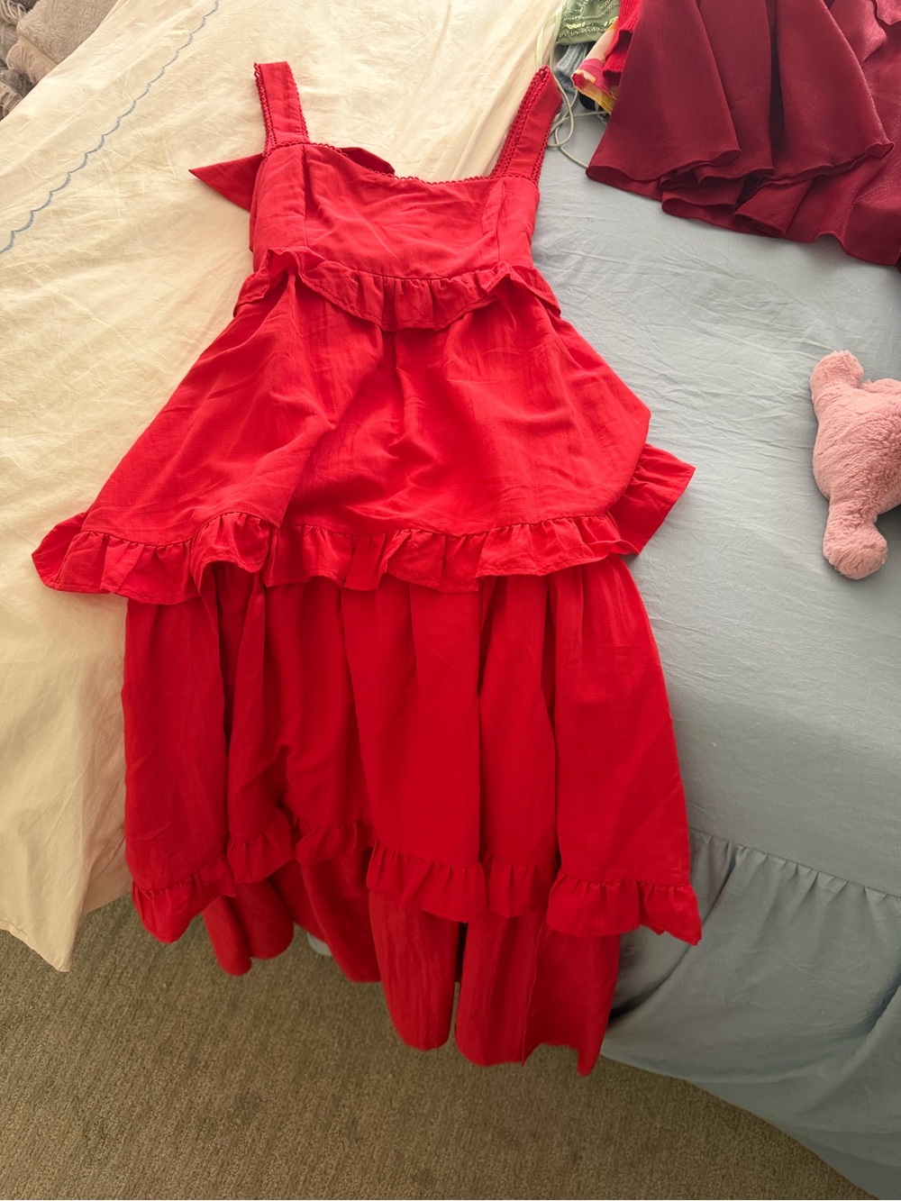 Altar'd State Red Ruffle-Tiered Maxi Dress